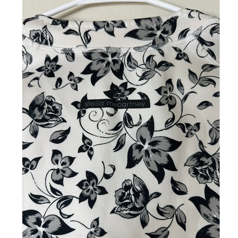 Adidas by Stella McCartney Floral Rash Guard Long Sleeve Swim Top Black White S - Picture 5 of 11